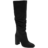 Juliet Holy Womens Knee High Boots Chunky High Heel Square Toe Side Zipper Wide Calf Boot