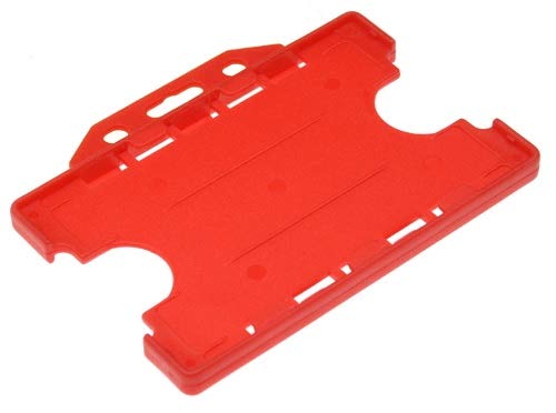Identity-Plus: Red Open Faced Dual Double Sided Landscape ID Card Holder (100)