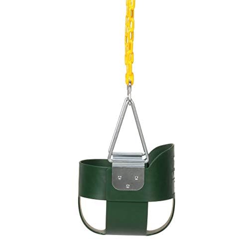 Eastern Jungle Gym Heavy-Duty High Back Full Bucket Toddler Swing Seat | Coated Swing Chains Fully Assembled | Green Swing Set Accessory