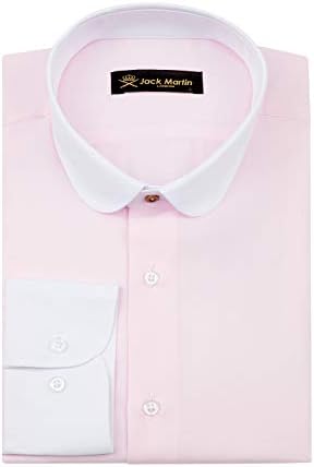 Mens Club Collar Shirt with Bar Poplin Pin Check Smart Casual 1920s  Blinders