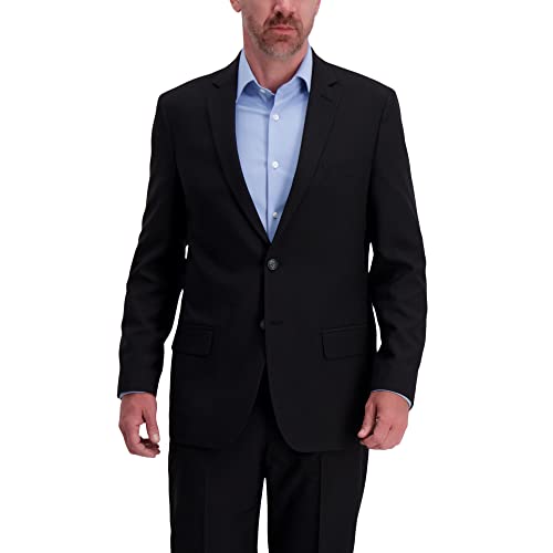 Haggar Men’s Smart Wash Premium Stretch Classic Fit Solid Suit Separates-Pants, Black-Jacket, 40 Short