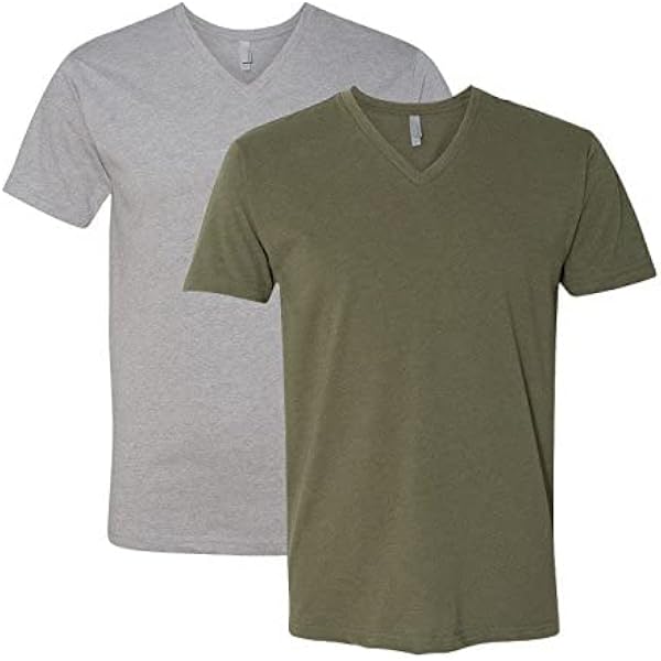 Next Level Apparel Men's Premium V-Neck T-Shirts 2-Pack - 60/40 Cotton Poly Blend, White & Black, X-Large