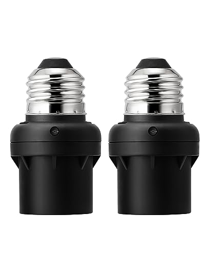 Photo 1 of DEWENWILS Light Sensor Socket, E26 E27 Dusk to Dawn Sensor Socket, Light Bulb Socket for Light Fixtures, Compatible with Incandescent/CFL/LED/Halogen Bulbs, Black, 2 Pack