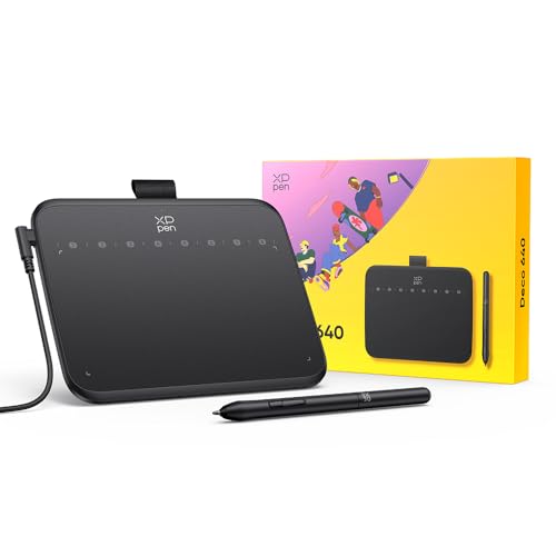 XPPen Deco 640 Grafiktablett 6x4 Zoll, 16384 Druckstufen, 60° Neigungsunterstützung, Geeignet für OSU, Videobearbeitung, Unterzeichnung