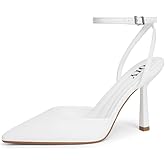 QIY Closed Toe Ankle Strap Heels Women Pumps Pointed Toe Heeled Sandals for Women Stiletto Wedding Dress Shoes
