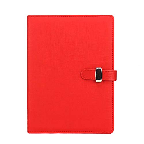 Refillable Notebook PU Leather Loose Leaf Binder Notepad Classic Lined with Pocket and Pen Holder for Business Meeting Travel Journal (A6, Red)
