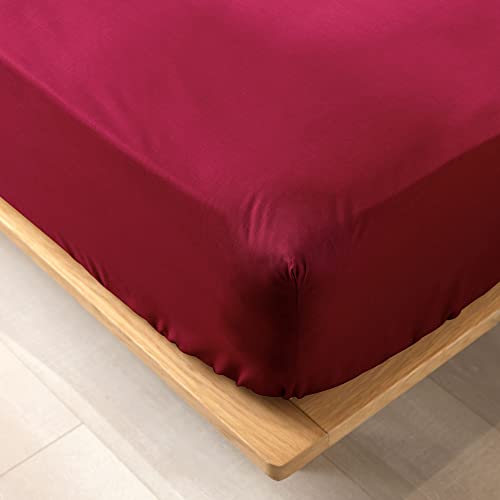 Douceur dInterieur Fitted Sheet 140 x 190 cm 100% Organic Cotton Biolina Burgundy
