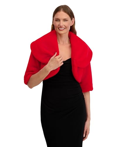 Laundry by Shelli Segal Women's Faux Fur Shrug Jacket – Cropped Evening Wrap, S…