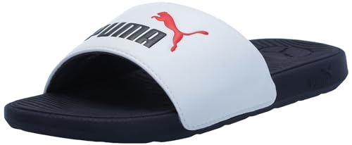 PUMA Cool Cat Sandal Slides Sandal Slides, White Navy-for All Time Red, 1 US Unisex Little Kid