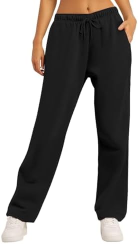 AUTOMET Women's Sweatpants Fleece Lined Baggy Open Bottom Sweat