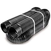 212 Main Plastic Perforated Flexible Drain Pipe, Black, 4 in x 25 ft