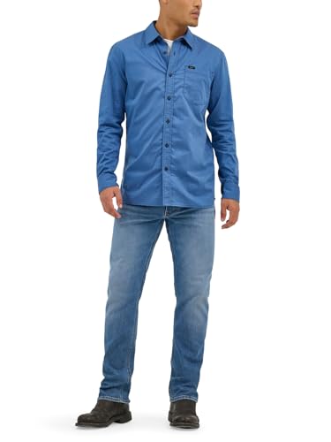 Lee Men's X Move Long Sleeve All-Purpose 1 Pocket Shirt, Midcentury Blue, XX-La…