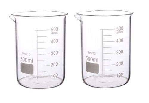 Rocwing Boro 3.3 Glass Graduated Measuring Beaker for Lab or Kitchen (2x500ml)