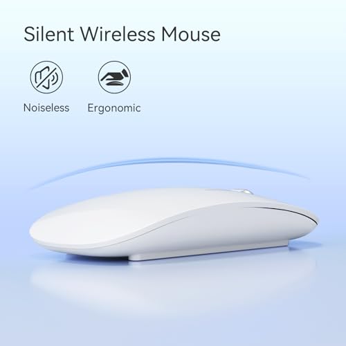 Uiosmuph U30 Bluetooth Mouse, Three Modes Wireless Mouse (BT5.1+ BT5.1+ USB) Bluetooth Silent Rechargeable Portable Mouse for Mac/Computer/Android, White