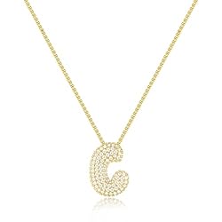 KissYan Bubble Letter Necklace, 14K Gold Plated
