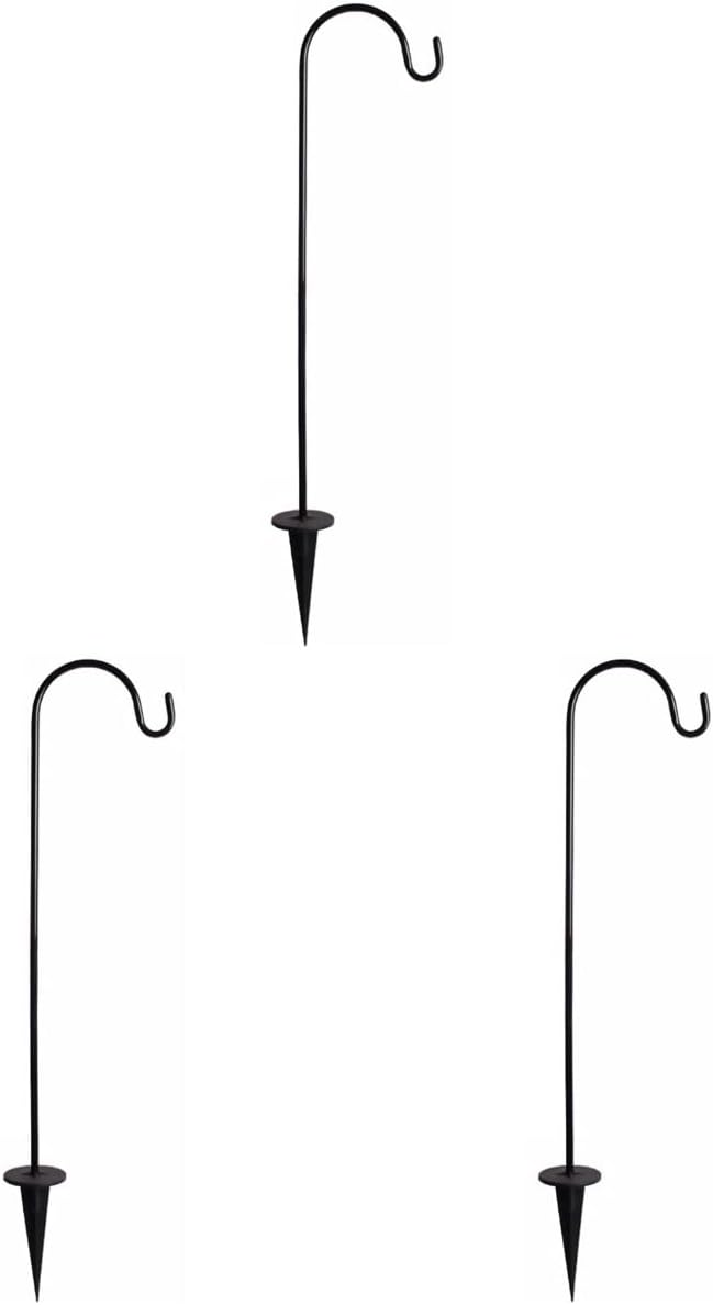 Outdoor Shepherd's Hooks - BESPORTBLE Shepherd Hook, Outdoor Garden Hook, 24 Inch 3-Pack, Garden Pole for Bird Feeder Plant Hook Solar Light Hanger Lawn Stakes