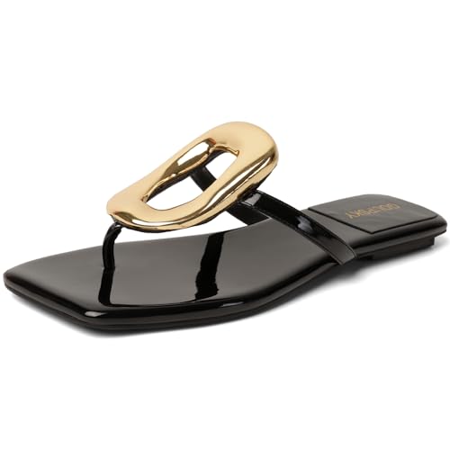 GOUPSKY Women's Black Flat Sandals