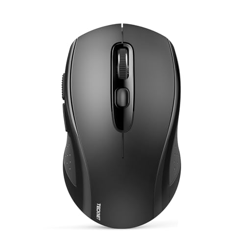 TECKNET Bluetooth Wireless Mouse, 3 Bluetooth Mouse Modes (BT5.0/3.0+2.4G), 4000 DPI, 6 Adjustable DPI Levels, 2.4G USB Wireless Optical Mouse for Laptop, MacBook, PC, Windows (Black)