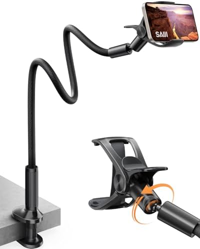 SAIJI Gooseneck Phone Mount Holder Flexible Long Arm 360
