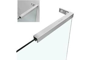 COZY INVANO Shower Door Support Bracket, Stainless Steel Stabilizer Brace for 1/4"(6mm) 5/19"(8mm) 1/2"(10mm) Framless Shower Glass Door, 9.45 Inch Long, 3.4 Inch Right Bar, Brushed Nickel