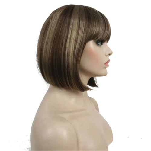 Short Bob Wig Point Part Bangs Synthetic Wigs AB607 8inches