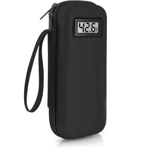 Insulin Cooler Travel Case with Temperature Display: TSA Approved Medication Diabetic Cooler for Travel, Diabetes Case for Insulin Pens for Daily Use & Trip (Black)