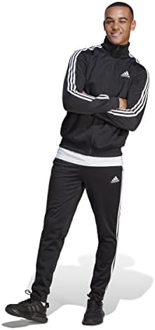 adidas Basic 3-Stripes Tricot Black Men Track Suit, S price in