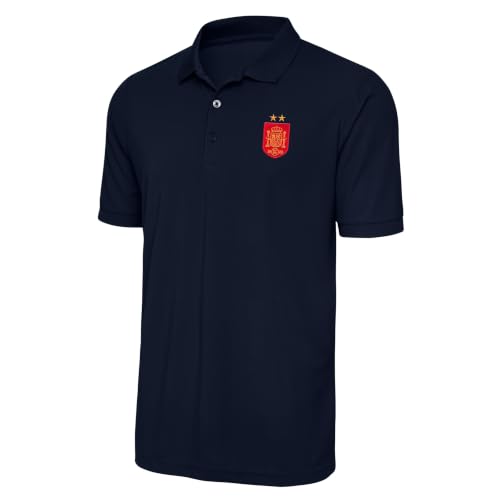 Spain National Team Derive Polo - Men’s Performance Soccer Fan Shirt - Moisture-Wicking 100% Polyester Pique, Navy, Large at Amazon