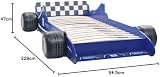 vidaXL Children's Race Car Bed Frame - Blue, 90x200 cm, Safety Rails view 2