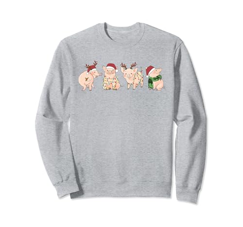 Merry Pigmas Vintage Christmas Pigs Santa Hat Funny Farmer Sweatshirt