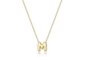 MARYLAX Bubble Gold Letter Necklace for Women, 14k Gold Plated Balloon Initial Necklace, Dainty Gold Necklace for Women, Personalized Bubble Pendant Name Necklace, Fashion Accessories Trendy Jewelry