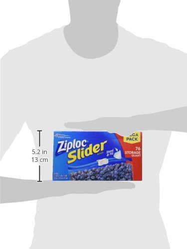 ZIPLOC QUART FOOD STORAGE SLIDER BAGS, POWER SHIELD TECHNOLOGY FOR MORE DURABILITY, 76 COUNT