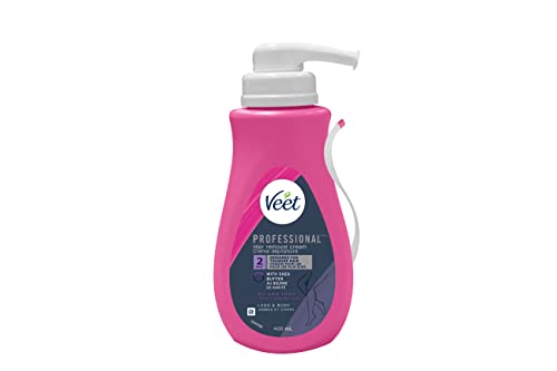 Veet Professional Hair Removal Cream for Legs, Arms, Underarms, Bikini, All Skin Types, Hair Remover with Shea Butter, Works in 2 Minutes Even on Tougher Hair, 400 mL