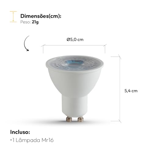 Kit 10 Lampada Led MR11 MR16 ou AR111 Branco Quente Neutro ou Frio GU10 Bivolt Branco Alut By Avant (Branco Quente 3000K, MR16 4,8W)