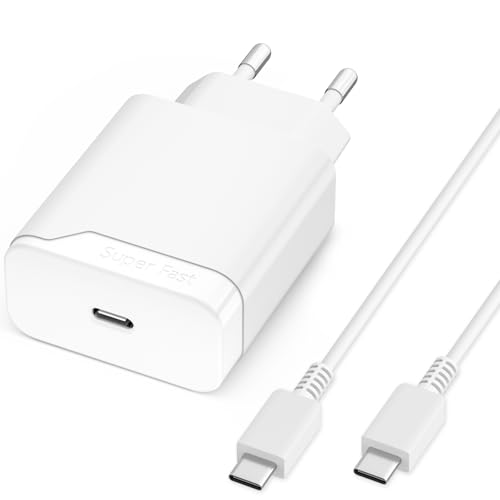 25W Type C Fast Charge Charger Compatible with Samsung Galaxy A15 A16 A17 A54 A55 A56 A35 A36 A25, S24 S23 A22 S22 S21 S20 FE Mobile Phone USB-C Plug Power Adapter with Cable 1.5 m
