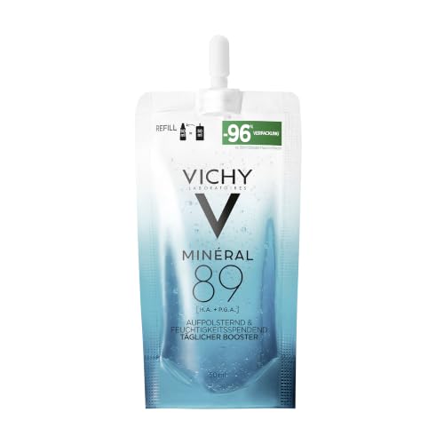 Vichy Minéral 89 Feuchtigkeitsspendender und aufpolsternder täglicher Booster: Hyaluronserum mit Polyglutaminsäure für intensive Feuchtigkeit