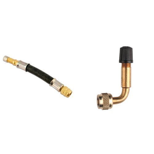 Connect 35084 210mm Michelin Tyre Valve Extension-Flexible Type (Pack of 1) and Schrader Type 90 Degree Bend Valve Extension, 5013