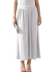 DOUBLJU Casual High Waisted Maxi Skirts with Pocket