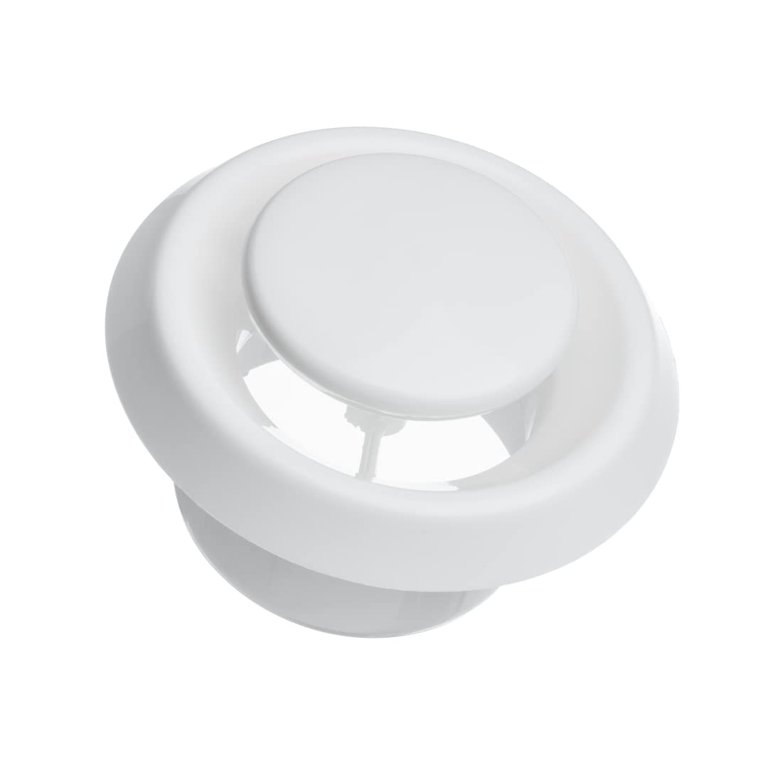 Ø 100mm / 4'' Adjustable Diffuser - Universal Air Supply/Exhaust Valve - Ventilation Ducting Cover - Mounting Frame - ABS Plastic White