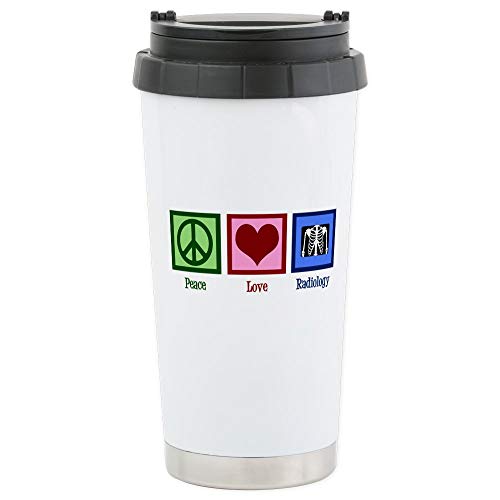 CafePress Peace Love Radiol 16 Oz Stainless Steel Travel Mug 20 oz. Insulated Stainless Steel Coffee Tumbler