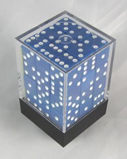Opaque Blue 6 Sided 12mm Dice 36 each in Box