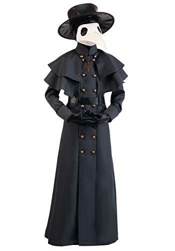 Kid's Classic Plague Doctor Halloween Costume with Jacket, Belt, Hood, Gloves, Mask, Hat, & Cross Necklace S at Amazon