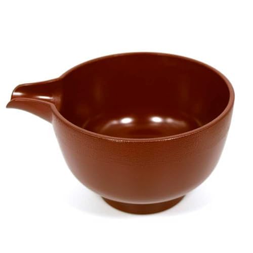 Japanese Lipped Tea Bowl for Matcha, Made of Resin, Non-breakable Dishwasher Compatible, Made in Japan, Red Color