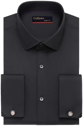 microfiber dress shirts for men Men's Black Premium Microfiber Lay Down Collar Dress Shirt