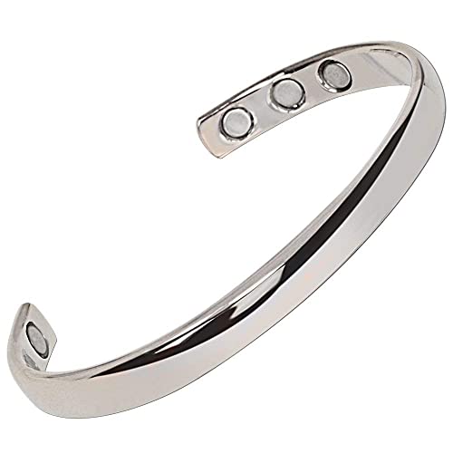 MnB Magnetics Copper Magnetic Bracelet with a Silver Finish for Men & Women - Extra Strong Magnets
