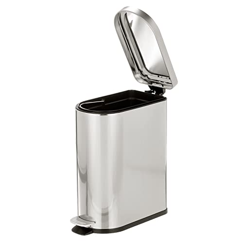 mDesign Small 2.6 Gallon Stainless Steel Metal Step Trash Can Garbage