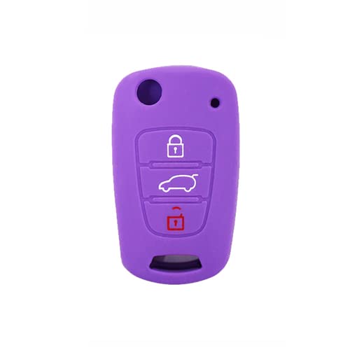 SALPIE Cover Silicone Shell Remote Protection Compatible with Hyundai I20 - I30 - IX20 - IX35 - Elantra (Purple)