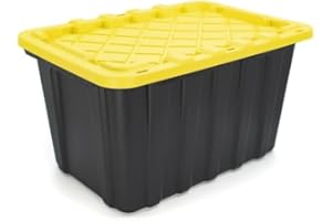 Heavy Duty Storage Tote – Yellow & Black, 102L (27‑Gallon) Stackable with Secure Lid