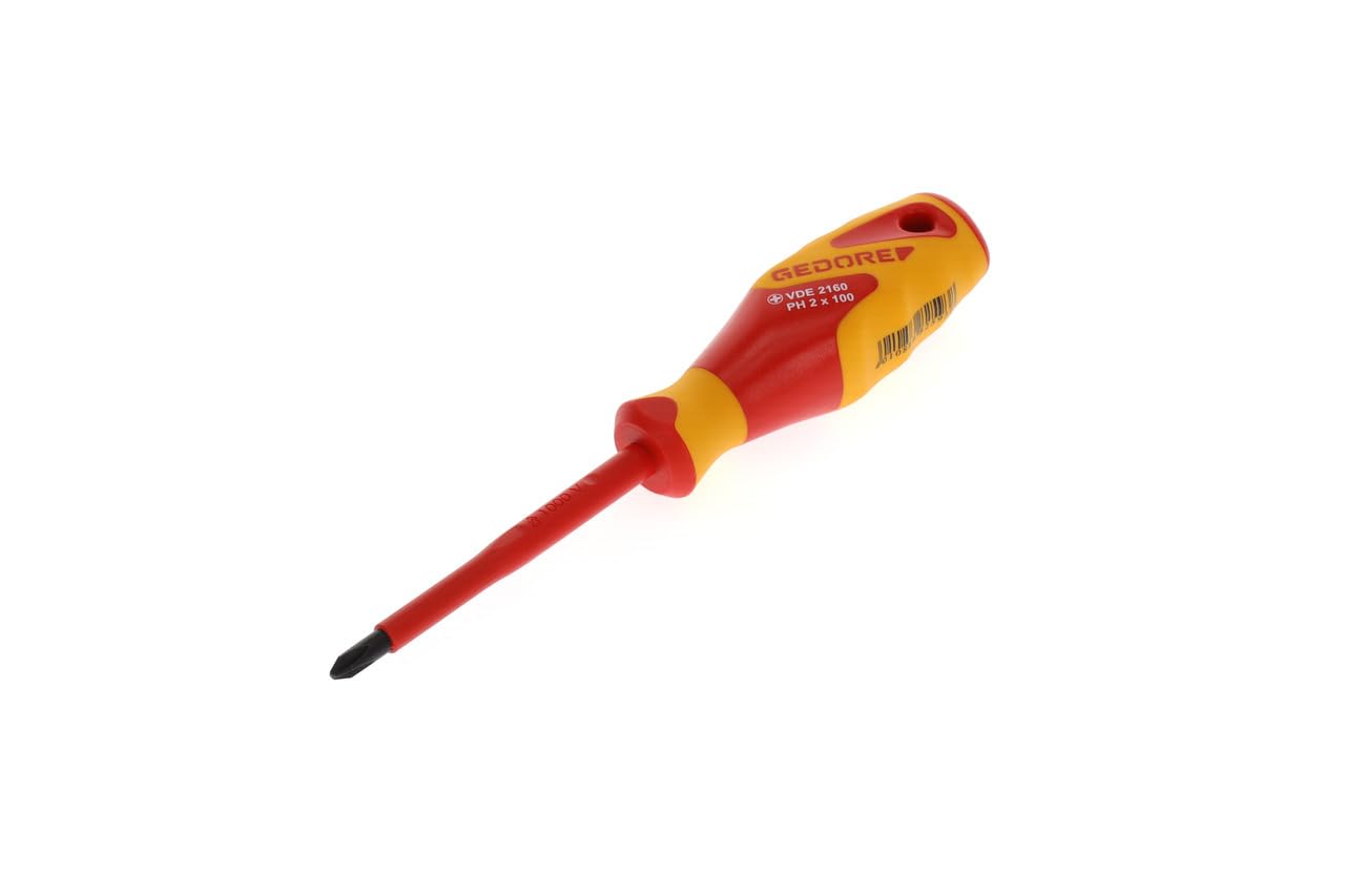 GEDORE VDE Screwdriver Phillips PH2, Screwdriver 1000 V insulated, Length 210 mm, Tool, VDE 2160 PH 2, Steel