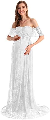 ivory lace off shoulder maternity photoshoot gown/dress reviews Boho Smocked off OR Cover Shoulder Dress/boho Wedding Dress/maternity for Photoshoot Dress,photography Maxi Dress,maternity Wedding Dress